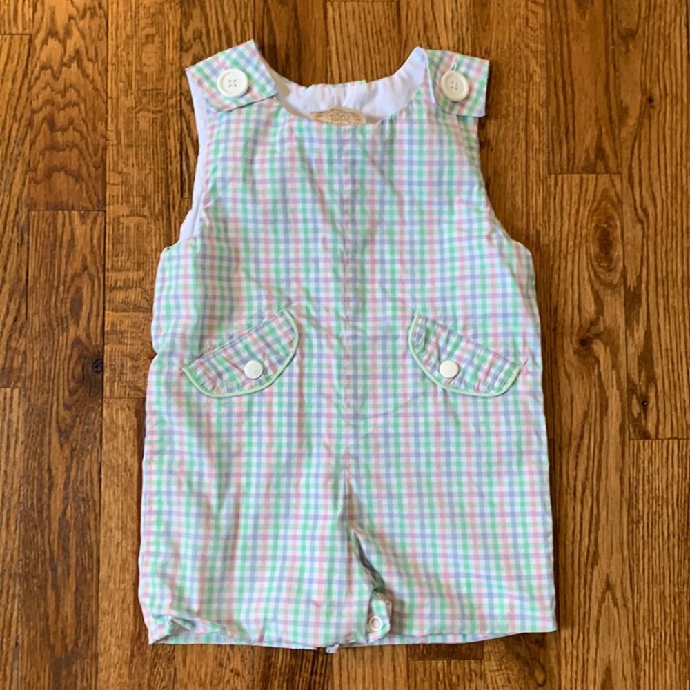 TBBC Beaufort bonnet company plaid romper 12-18 month